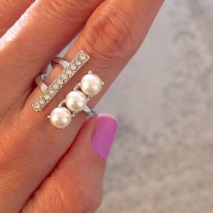 Pearl + Crystal Statement Ring